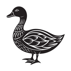Tribal Style Duck Silhouette in Bold Black