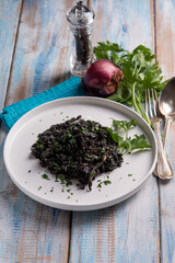 squid ink risotto, traditional italian recipe