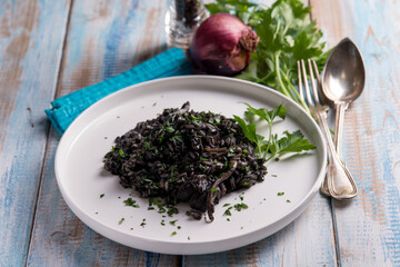 squid ink risotto, traditional italian recipe