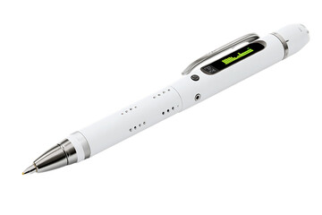 Sleek white digital pen with a modern design.