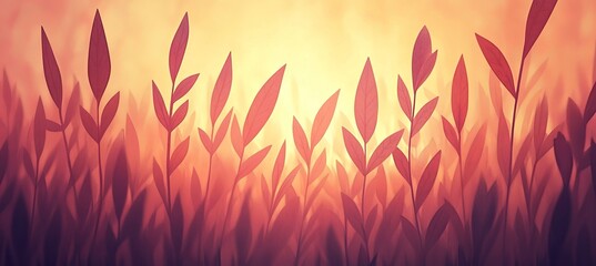 Lavender and Peach Watercolour Fields Illusion A Calm and Elegant Design with Leaf Textures