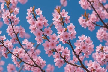Cherry Blossoms Dance in the Clear Blue Sky