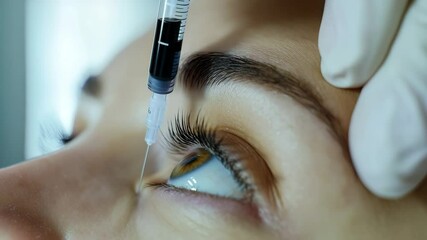 Doctor injecting botox into woman's forehead to remove wrinkles in a clinic of aesthetic medicine - Powered by Adobe
