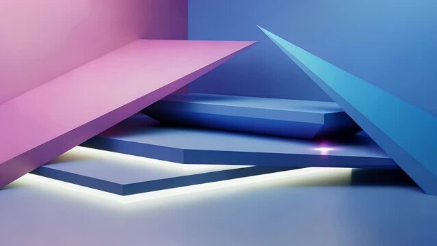 Abstract geometric composition with pink and blue planes