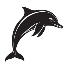 Minimalist Dolphin Leaping Silhouette