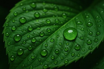 A Close-Up of Water Droplets on a Lush Green Leaf