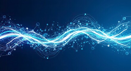 Abstract Blue Energy Flow: Futuristic Digital Network Illustration