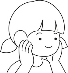 Line Drawing of a Shy Girl