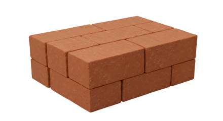 Isolated Stacked Red Bricks Construction Material with Transparent Background
