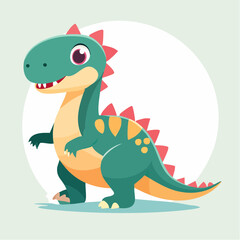 Fototapeta premium Cute Cartoon Dinosaur with Colorful Spikes – Playful Prehistoric Character for Kids and Education