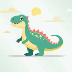 Fototapeta premium Cute Cartoon Dinosaur with Colorful Spikes – Playful Prehistoric Character for Kids and Education
