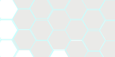 White 3d hexagonal technology vector abstract background. Blue bright energy flashes under hexagon in modern technology futuristic background vector illustration.