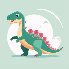 Fototapeta premium Cute Cartoon Dinosaur with Colorful Spikes – Playful Prehistoric Character for Kids and Education