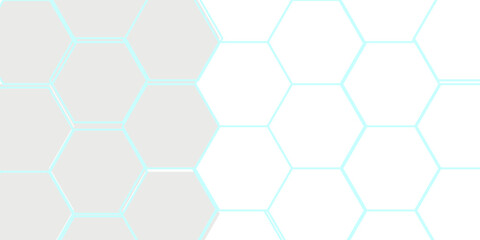 White 3d hexagonal technology vector abstract background. Blue bright energy flashes under hexagon in modern technology futuristic background vector illustration. White honeycomb texture grid.