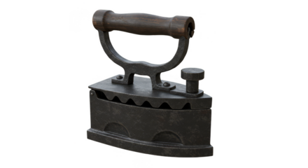 Isolated Vintage Iron Tool Metal Press on Transparent Background