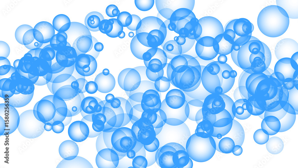 Wall mural blue bubbles overlay effect on transparent background design element