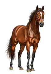 Obraz premium Illustration of Majestic Brown Horse Standing Gracefully on Transparent Background
