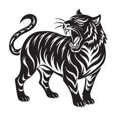 Minimalist Roaring Tiger Silhouette