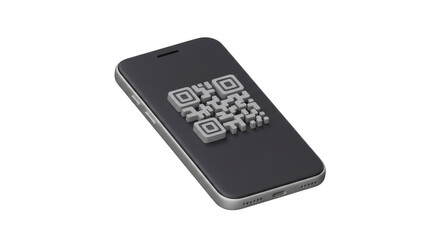 Obraz premium Isometric QR Code on Smartphone Pixelated Scan Technology Isolated