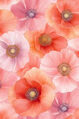Obraz premium A Light and Delicate Harmony of Floral Serenity in Soft Peach and Pastel Violet for Invitations