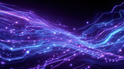 Obraz premium Vibrant abstract digital wave patterns with bright neon colors, conveying energy and innovation in technology.