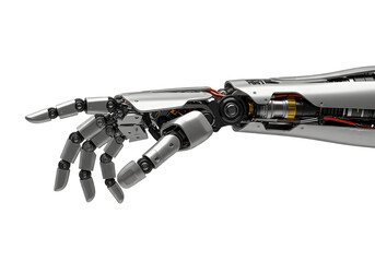 Illustration of Mechanical Robotic Hand Reaching on Transparent Background