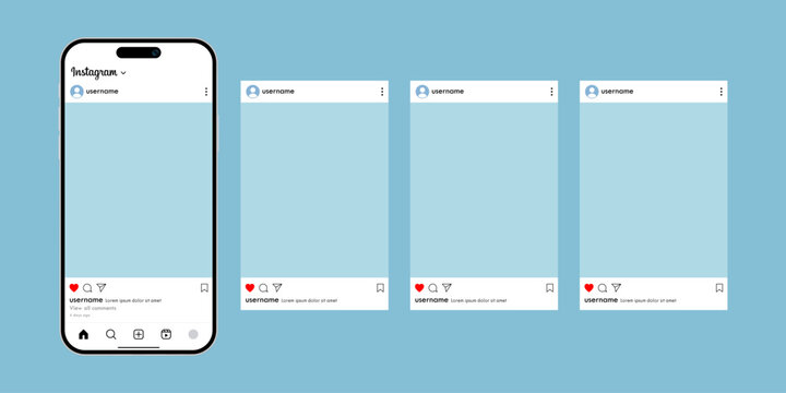 Instagram Social Media Carousel Posts Mockup Template Layout on a Mobile Phone Device. Modern Vector Illustration