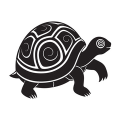 Minimalist Tortoise with Shell Silhouette