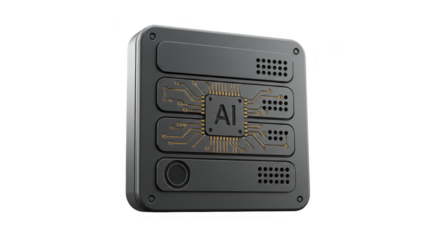 Isolated Transparent Background 3D Rendering of an AI Chip