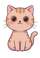 Fototapeta premium Cute Cartoon Cat Illustration Adorable Striped Feline Portrait with Pink Cheeks