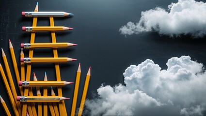 A ladder of steps to the sky symbolizing business success and opportunity