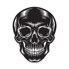 Human Skull Silhouette in Black Vector