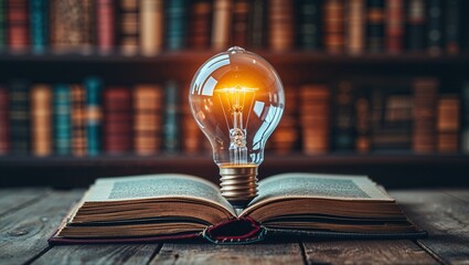 Exploring knowledge in an old library with books on shelves for education and learning