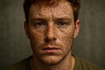 The Intense Gaze of a Man with Red Skin