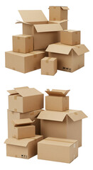 Fototapeta premium Isolated Stacked Cardboard Boxes Packing for Delivery Transport Move