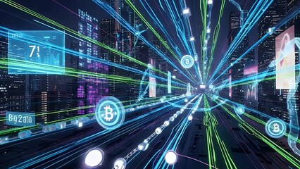 Futuristic Digital Cityscape - Powered by Adobe