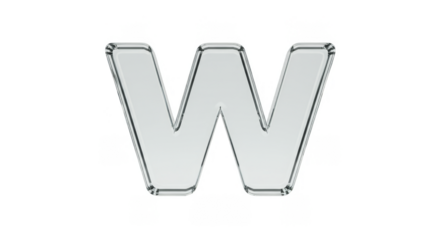 Metallic Letter W Transparent Background Graphic Illustration