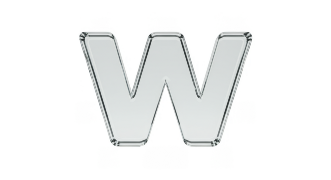 Metallic Letter W Transparent Background Graphic Illustration