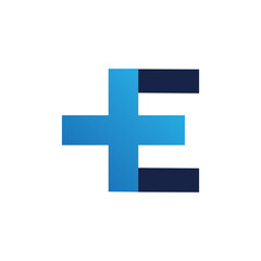 Fototapeta premium An abstract geometric logo featuring a blue plus sign seamlessly integrated with a letter 