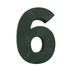 Metallic Gray 3D Number Six Isolated Transparent Background