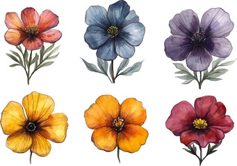Fototapeta premium watercolor colorful flowers art