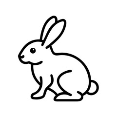 Obraz premium Line art illustration of a rabbit sitting for Easter icon 