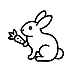 Obraz premium White bunny holding a carrot in a minimalist style 