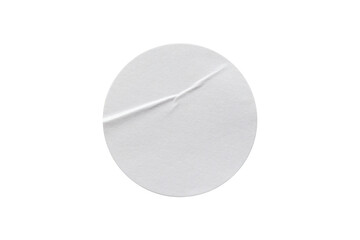 blank white round paper sticker label isolated with clipping path on white background