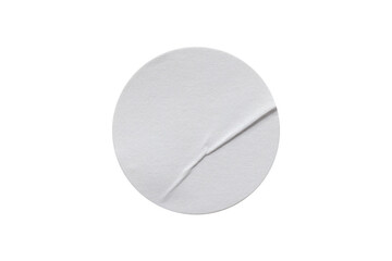 blank white round paper sticker label isolated with clipping path on white background