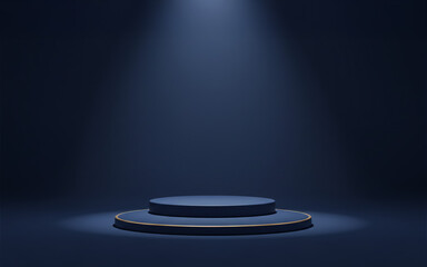 Spotlight_Lighting stage navy blue gold trim podium