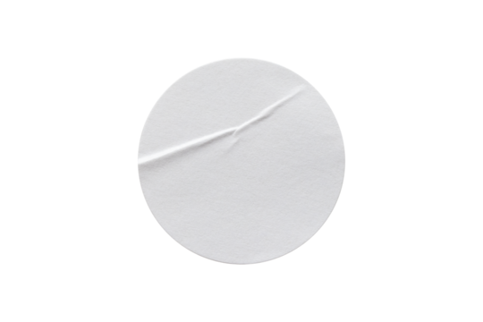 blank white round paper sticker label isolated with clipping path on white background