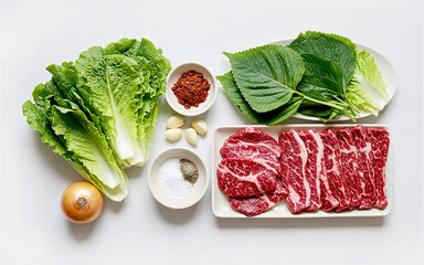 Fresh Ingredients for Grilled Korean BBQ Pork Belly