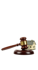 Judgment on Housing Property Using Gavel Isolated Background