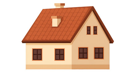 Pixel Art Illustration Of Single Story House with Orange Roof
